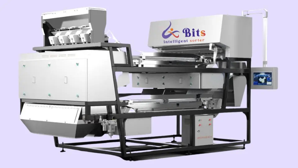 Bits Intelligent Sorter manufacturing floor with multiple color sorting machines